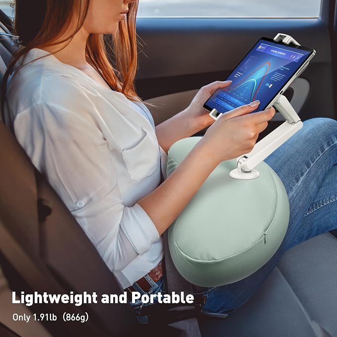AboveTEK Tablet Pillow Stand for Bed, Hands-Free 360° Adjustable iPad Pillow