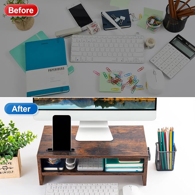 Marbrasse 16.5 Inch Monitor Stand, 2 Tier Computer Monitor Riser