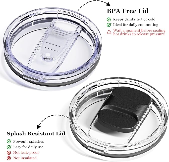 12oz Insulated Coffee Mug with Lid – Includes Two Lids, Stainless Steel Coffee