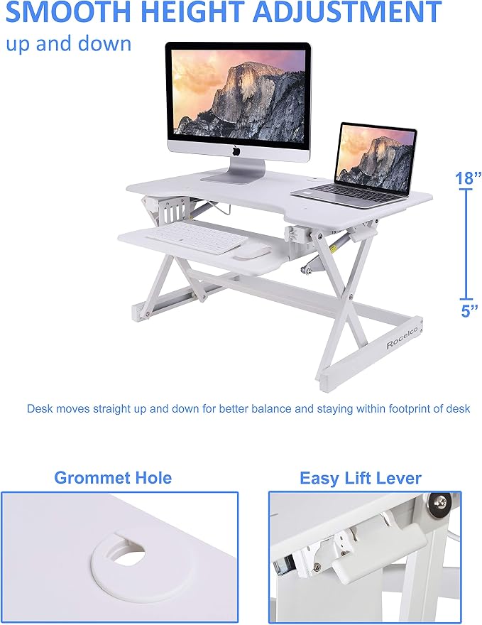 Rocelco 32" Height Adjustable Standing Desk Converter