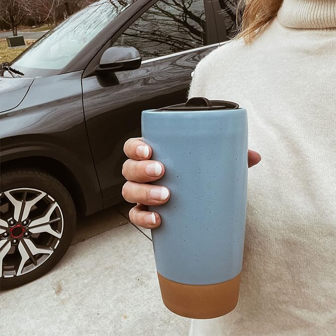 Mora Double Wall Ceramic Coffee Travel Mug
