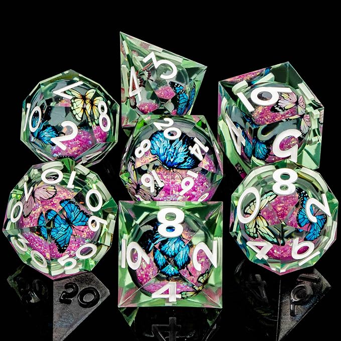 Butterfly DND Dice Pink Liquid Core Dice Set