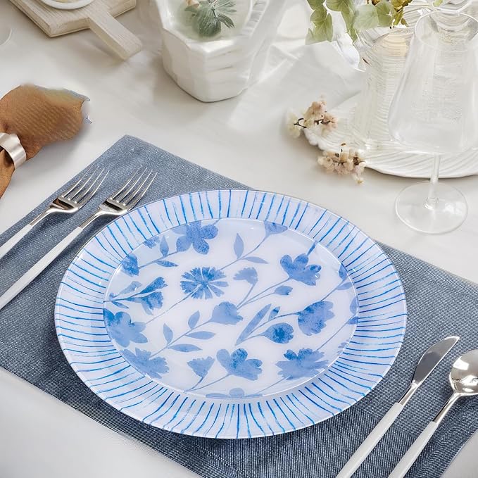 U-QE 20Pcs Blue Plastic Plates