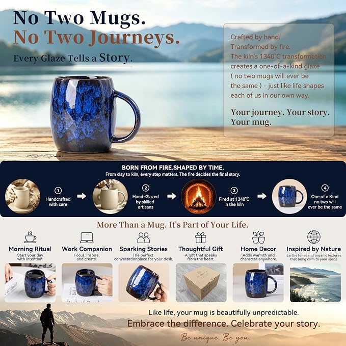 Midnight Blue Ceramic Coffee Mug 14oz