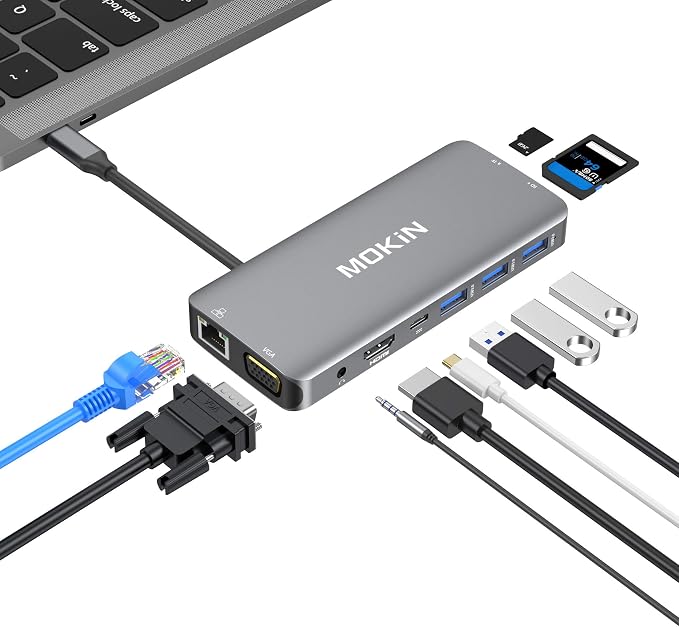 USB C Hub Multiport Adapter - 10 in 1 Portable Dongle