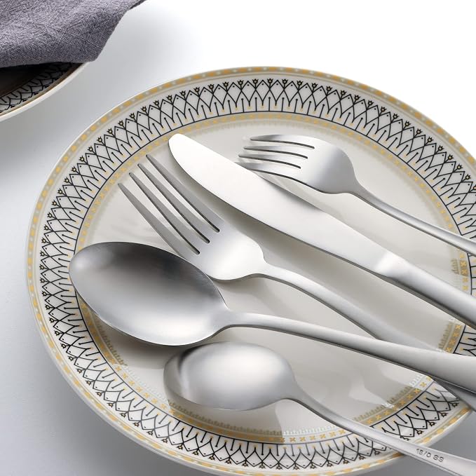 40 Piece Silverware Set, LIANYU Flatware Cutlery Set