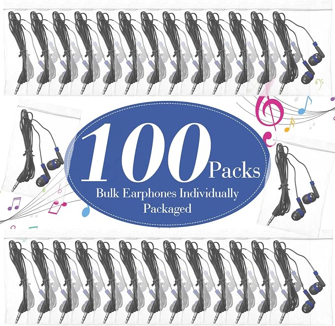 Kanayu 100 Pack Wired Earbuds Bulk