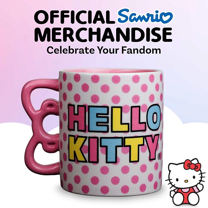 Silver Buffalo Sanrio Hello Kitty Rainbow, 3D Sculpted Handle Mug, 20oz | Polka
