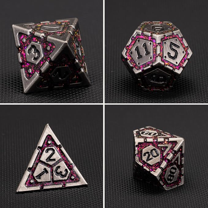 Metal DND Dice Set, Polyhedral Metallic Dice