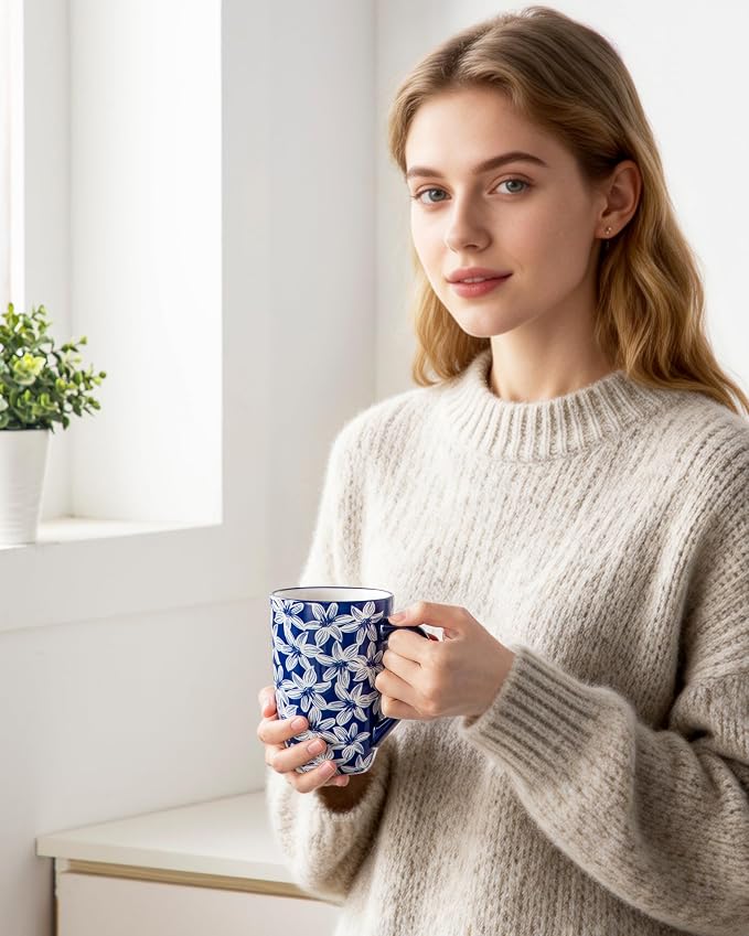 vancasso SELENE Porcelain Tea Mug, 18 oz Porcelain Tea Cup