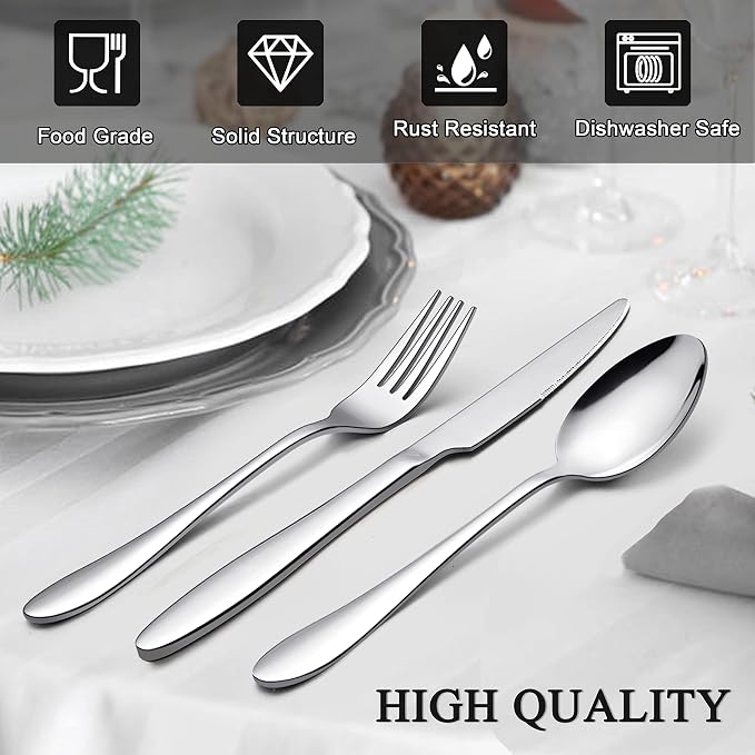 LIANYU 60 Piece Silverware Flatware Set