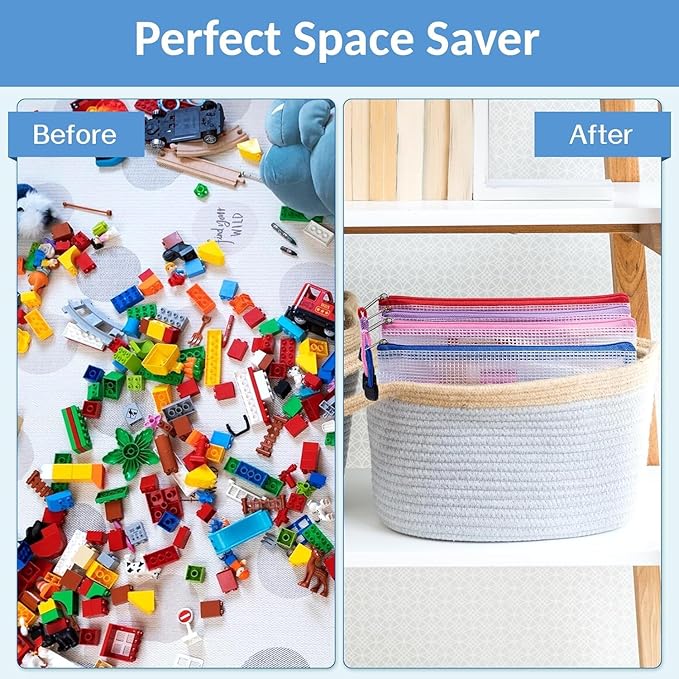 Sooez 24 Pack Super Large Mesh Zipper Pouch Bags, A3 Storage Bags