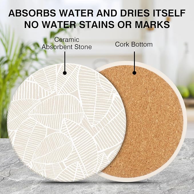 Ceramic Absorbent Table Coasters Set of 2
