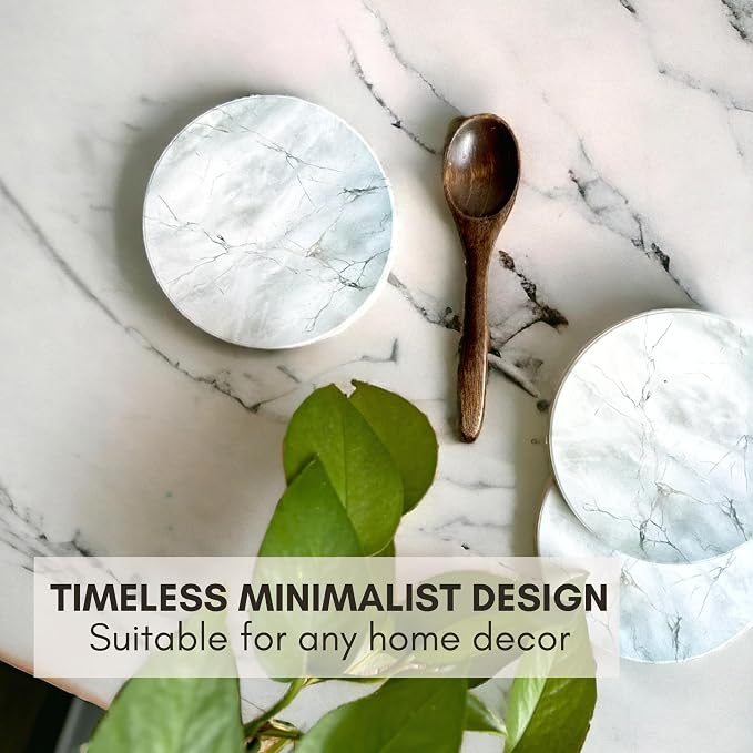 Ceramic Marble Coasters Set of 6, Absorbent Drink Coasters