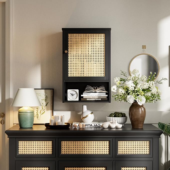 Bathroom Wall Cabinet, Bamboo Over-The-Toilet Storage Organizer