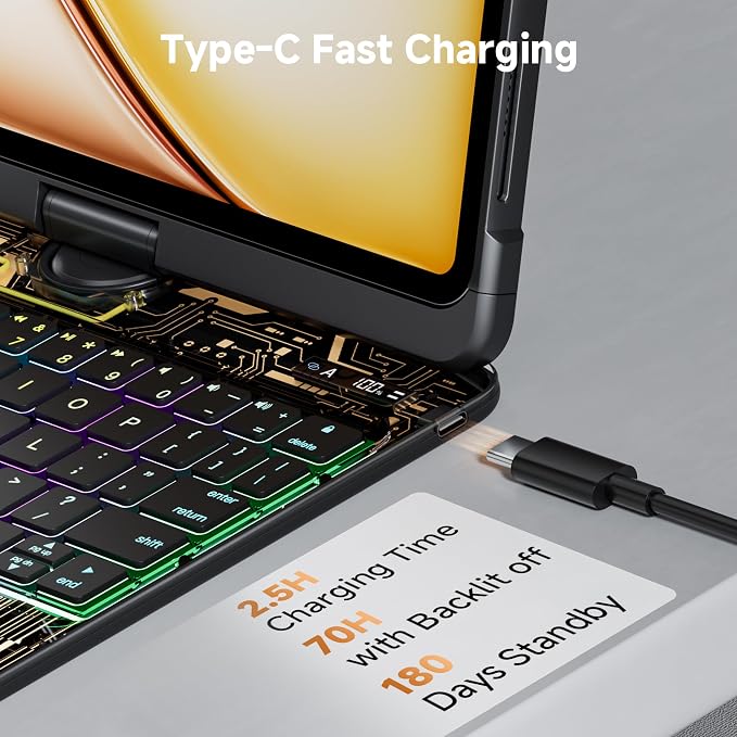Keyboard Case for 12.9 inch iPad Pro 6/5/4/3rd Gen & 13 inch iPad Air Wireless