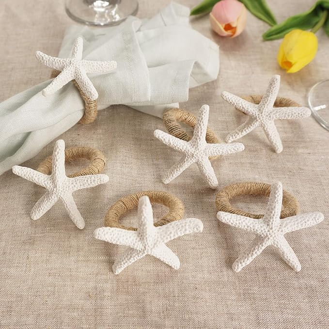 Starfish Napkin Rings Set of 12, Dinner Party, Theme Party, Coastal Table Decor