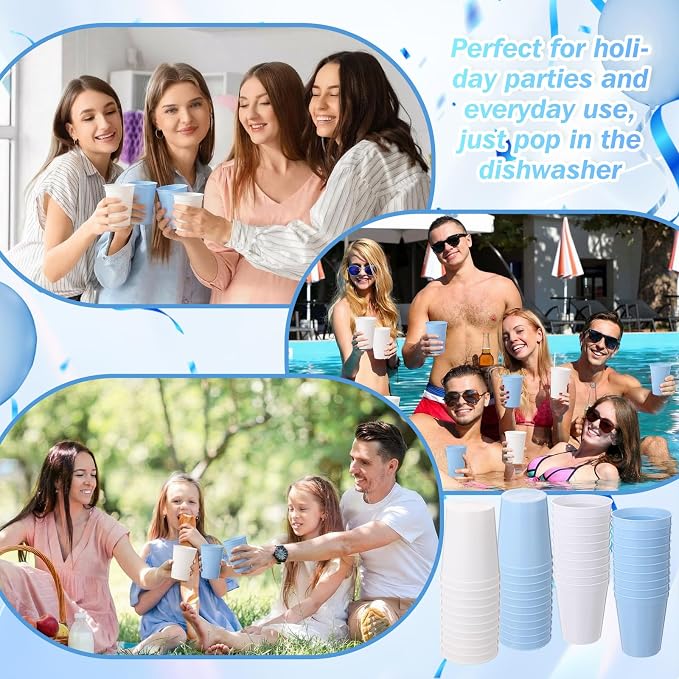 Yungyan 36 Pack 16 oz Stadium Cups Reusable Plastic Cups Blank Drink Stadium