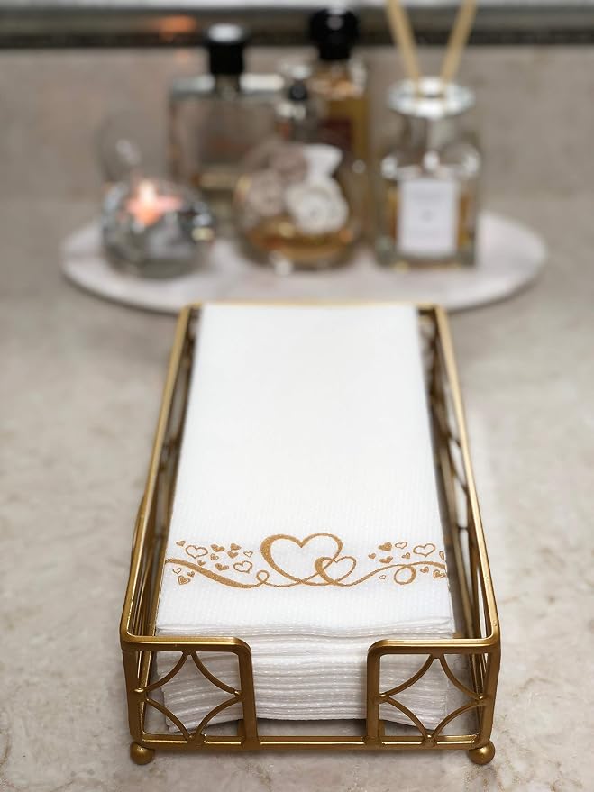 Antique Gold Elegant Sturdy Guest Napkin Holder | Premium Disposable Paper Hand