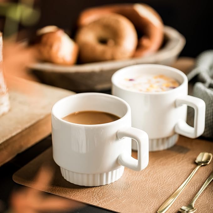 Miamolo Coffee Mugs Set of 4, Stackable Coffee Cups