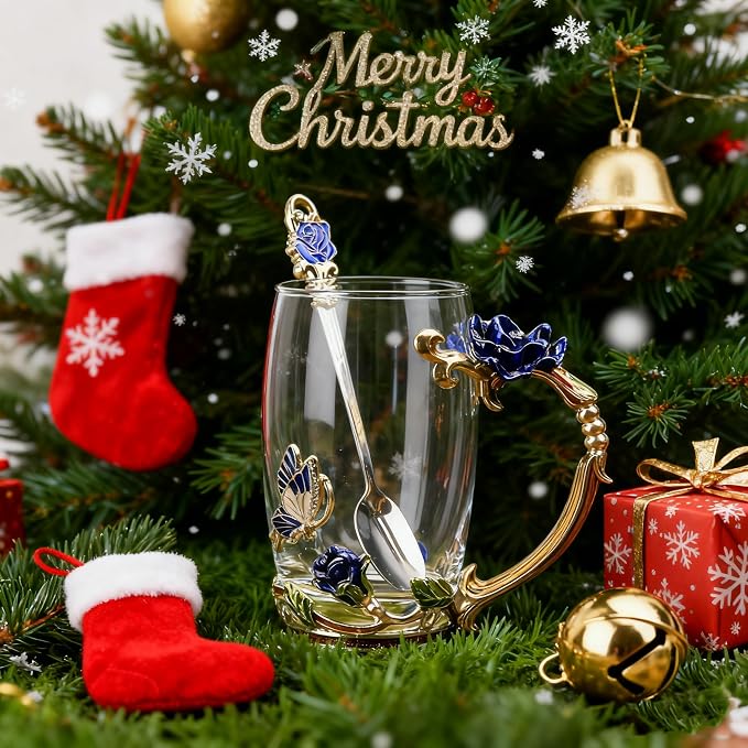 Gifts for Mom Women Unique Blue Tea Mug
