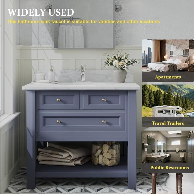 Bathroom Faucet, One Hole Single Handle Bathroom Sink Faucets Modern