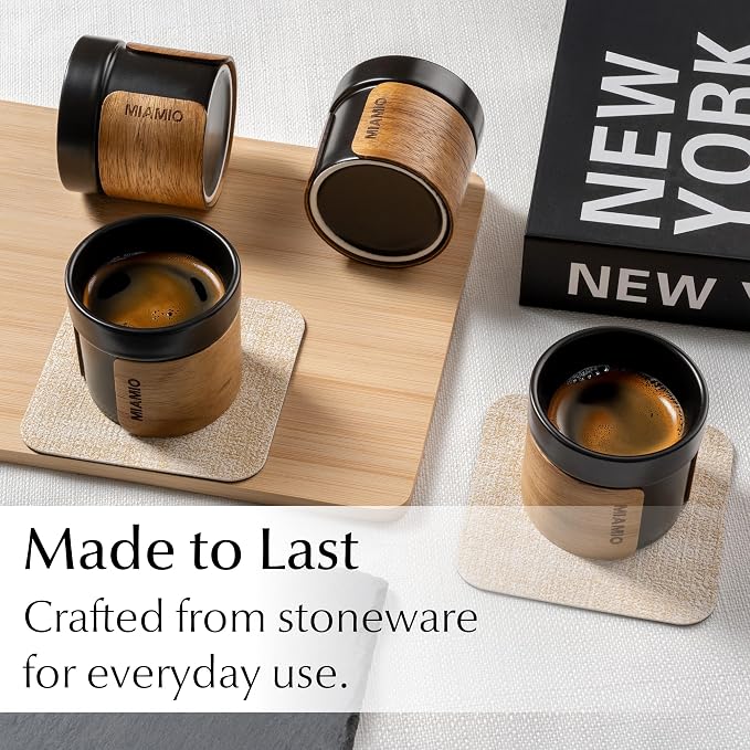 MIAMIO – Espresso Cups Set of 4 Japanese Tea Cups Ceramic/Handleless Mug