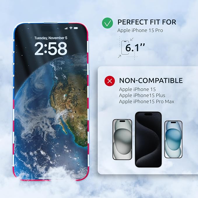 15 Pro Screen Protector for iPhone – USA Flag & Black Frame Design