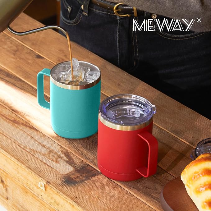 MEWAY 12oz Coffee Mug With Handle 8 Pack Bulk, Stainless Steel Insulated Travel