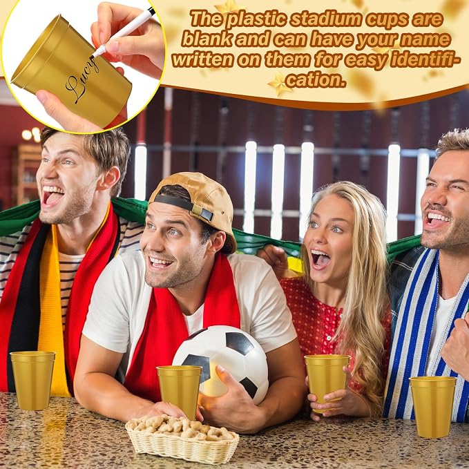 Yungyan 50 Pack 16 oz Stadium Cups Reusable Plastic Cups Blank Drink Stadium
