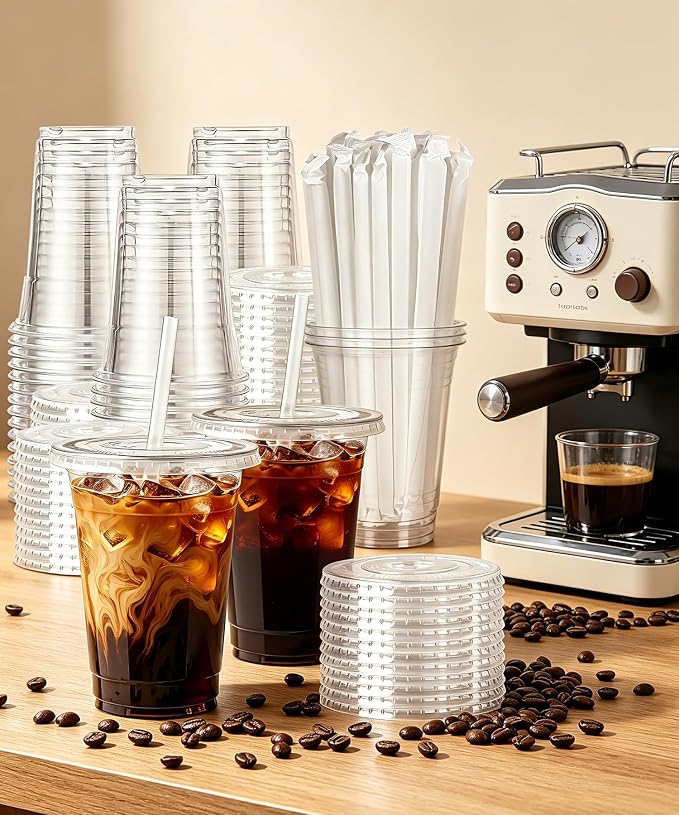 Ginkgo 50 Pack 16 oz Clear Plastic Cups