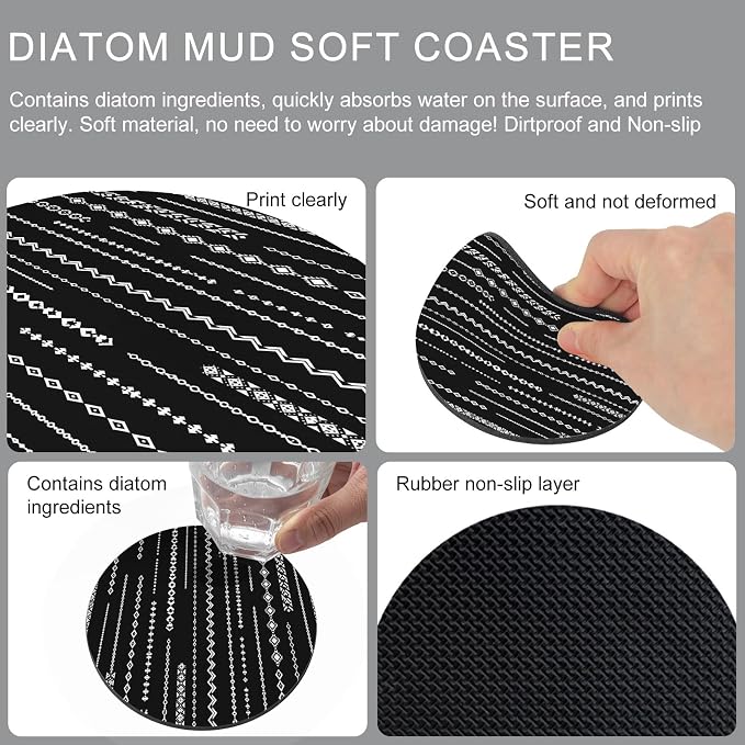 Contemporary Geometric Coasters Set of 2, Absorbent Coasters
