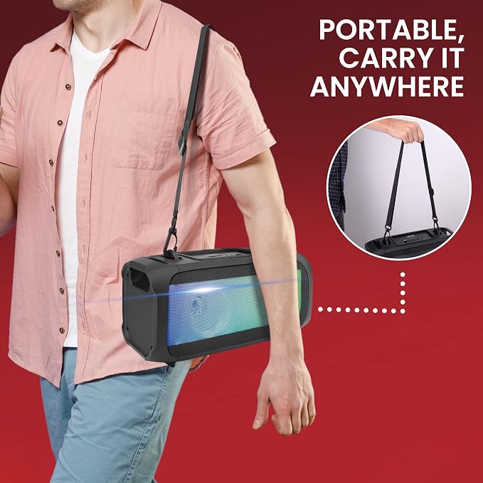 Pyle Wireless Portable Bluetooth Boombox Speaker - 120W Rechargeable Boom Box