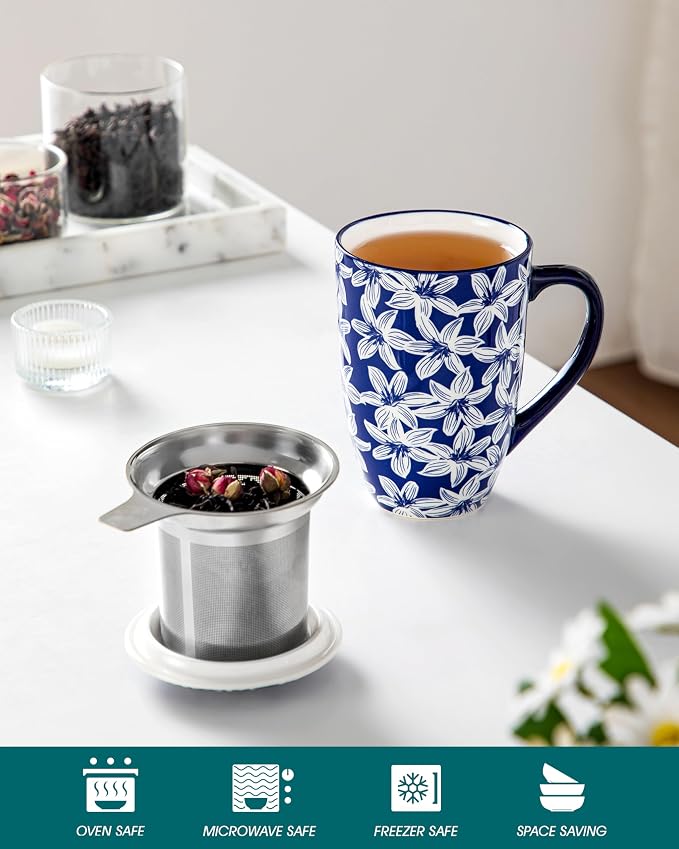 vancasso SELENE Porcelain Tea Mug, 18 oz Porcelain Tea Cup