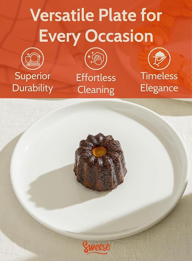 Sweese 7.4 Inch Porcelain Dessert Plates, Microwave Oven Safe