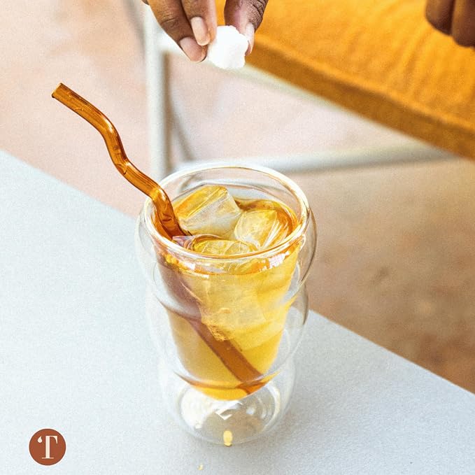 Teaspressa Amber Glass Cloud Cup 12 oz Double-Wall Insulated Borosilicate Glass