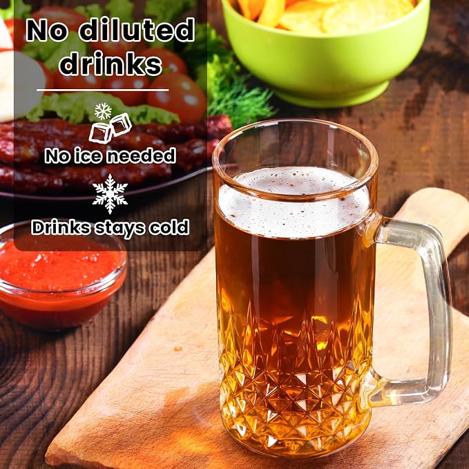 2 Pack Beer Mugs For Freezer, Double Wall Insulated Glasses – Freezer Mugs