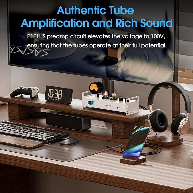 Douk Audio 2 Channel Bluetooth Vacuum Tube Preamp, Hi-Fi Headphone Amp