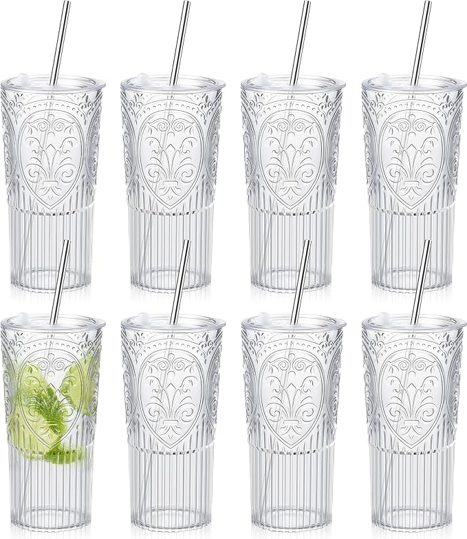 8 Set 20oz Vintage Plastic Tumbler