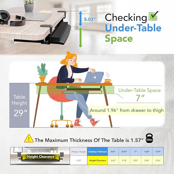 EHO Clamp-On Retractable Adjustable Keyboard Tray, Under Desk Ergonomic