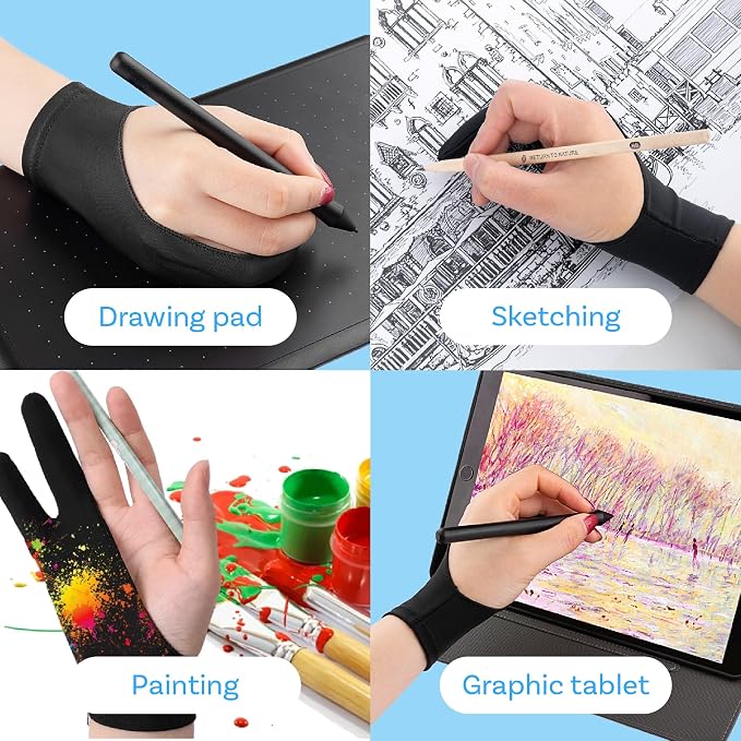 MMOBIEL Drawing Glove for Digital Tablet and Sketching Model A 2-Finger Palm