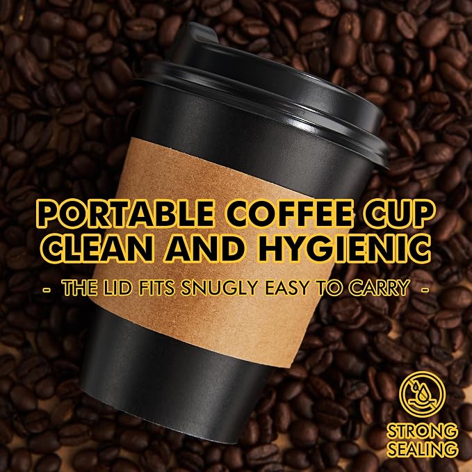 RACETOP 12 oz 50 Pack Black Disposable Coffee Cups