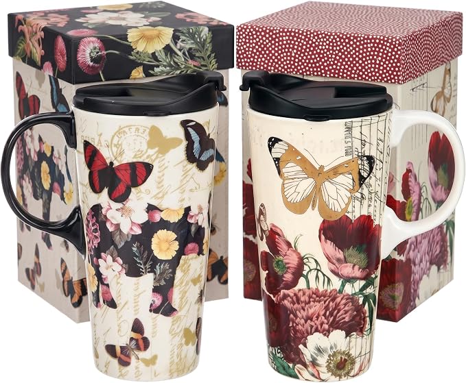 Topadorn 2 Pack 17oz Ceramic Travel Mugs