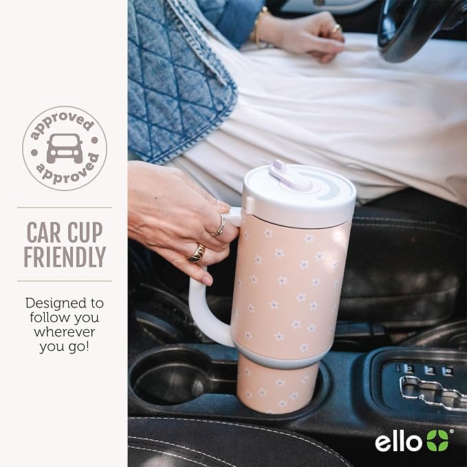 Ello Oasis 40oz Tumbler with Handle & Retracting Straw | Reusable Insulated