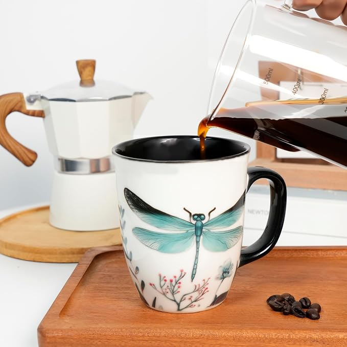 16 oz Dragonfly Coffee Mug, Color Changing Cup | Ceramic Coffee Cup, Heat