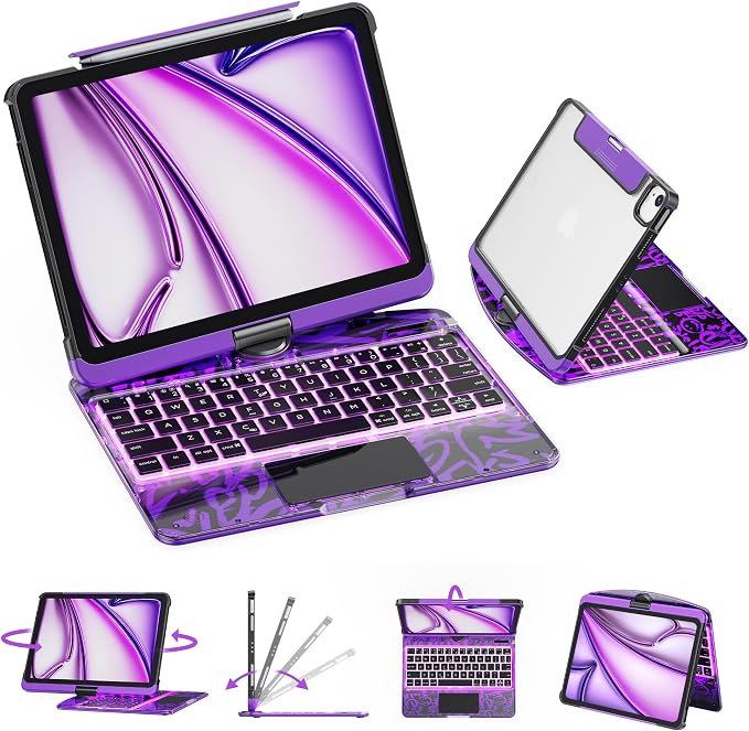 GUSGU Transparent Case with Wireless Keyboard