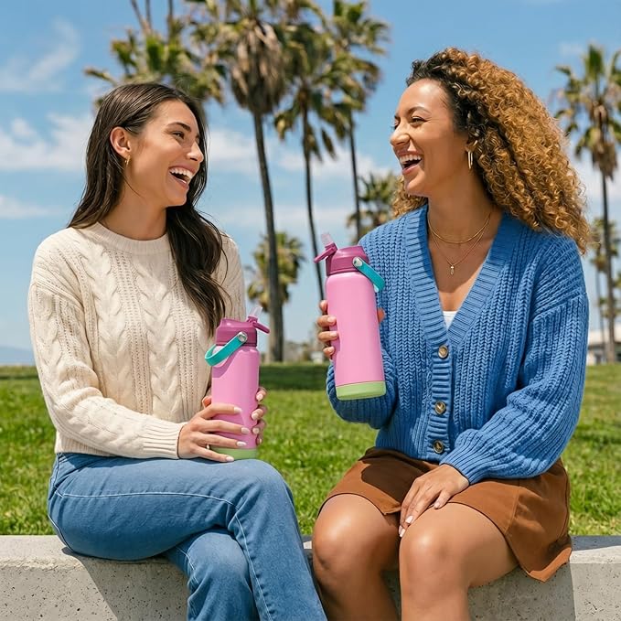 Fijinhom 24oz Insulated Stainless Steel Water Bottle, Wide Mouth Double Wall