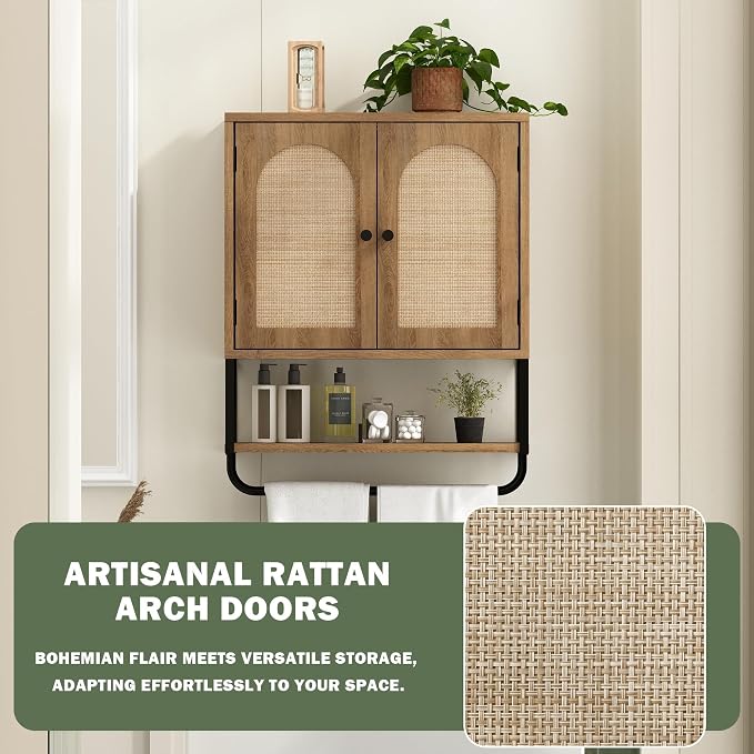 Rattan Bathroom Wall Cabinet