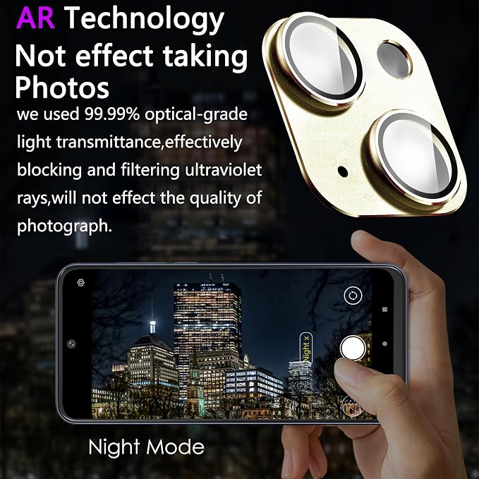 2 Pack Camera Lens Protector for iPhone 15 / iPhone 15 Plus, AR Tempered Glass