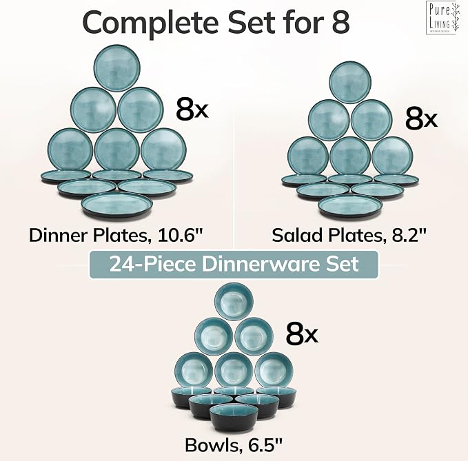 24 Piece Stoneware Dinnerware Set